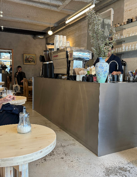 Coffee and a pastry at Constantin café